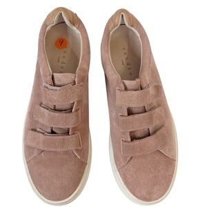 EUC Sandro Women’s Blush Mauve Suede Velcro Strap Slip On Sneakers